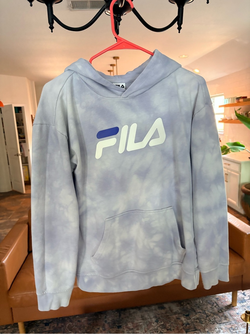 FILA Girls Large 14/16 Lavender Tie Dye Fleece Pullover Hoodie